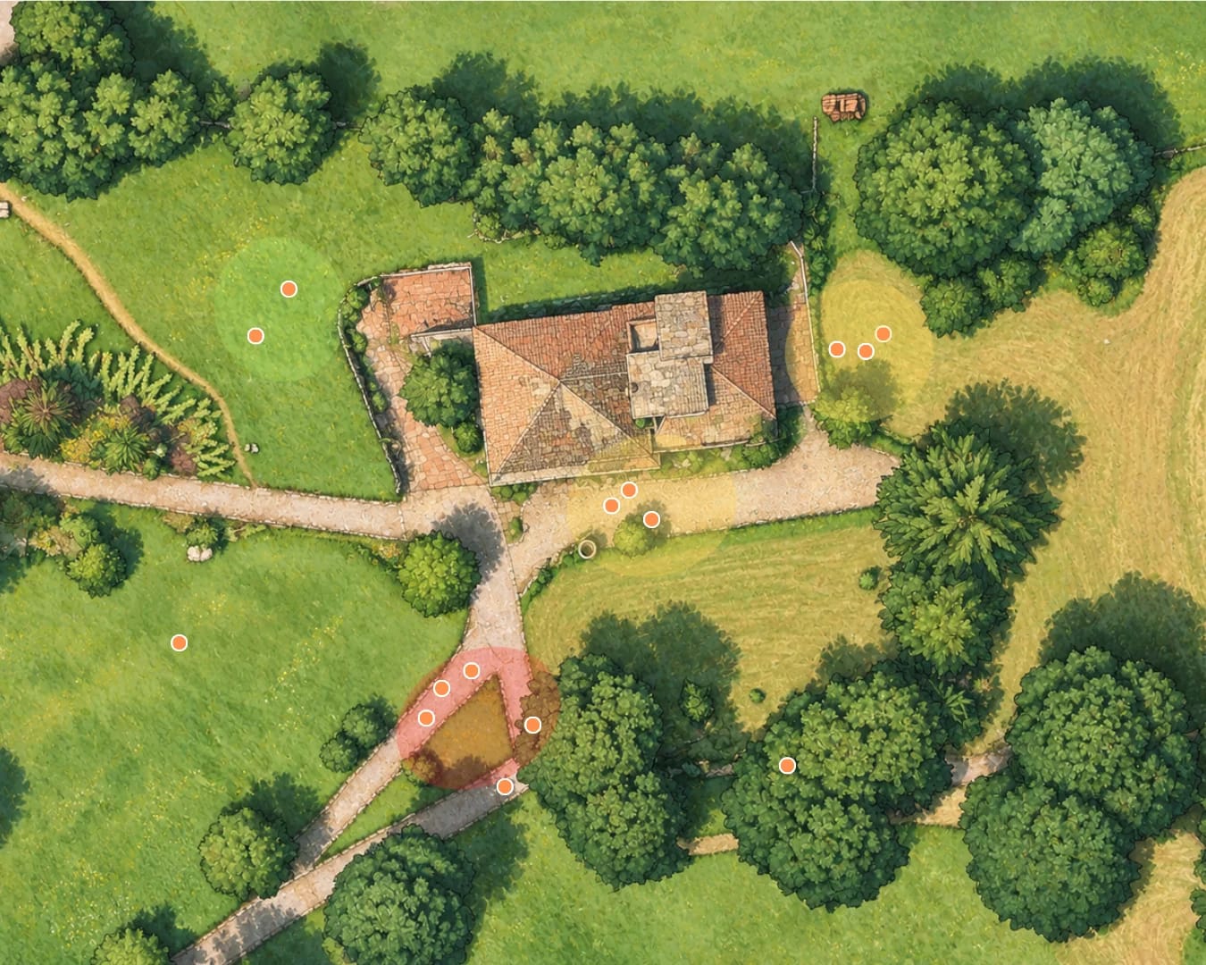 Mappa del parco con le posizioni aggregate dei visitatori